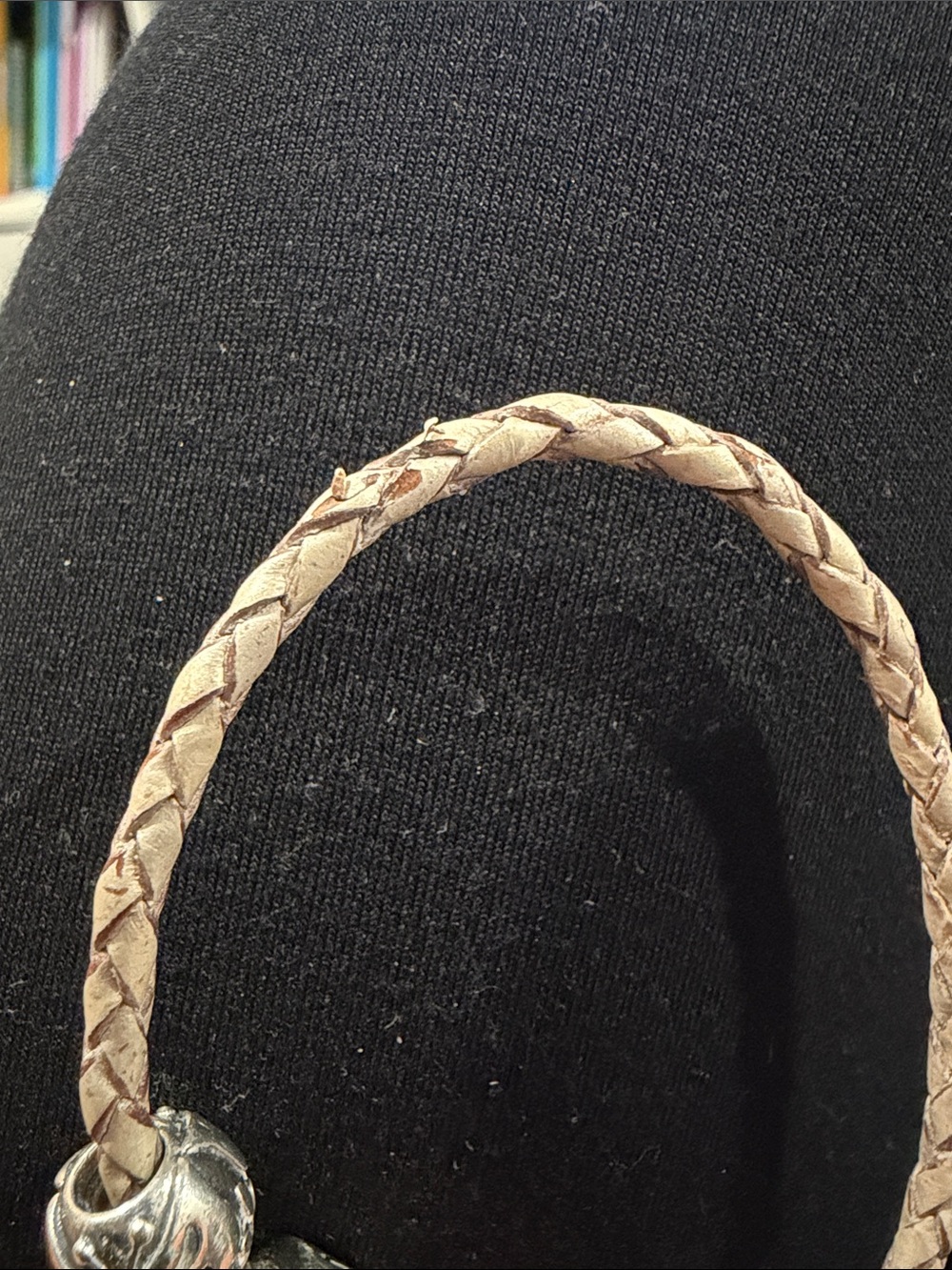 Pandora champagne Braided Leather Sterling Charm Bracelet - Picture 3 of 5